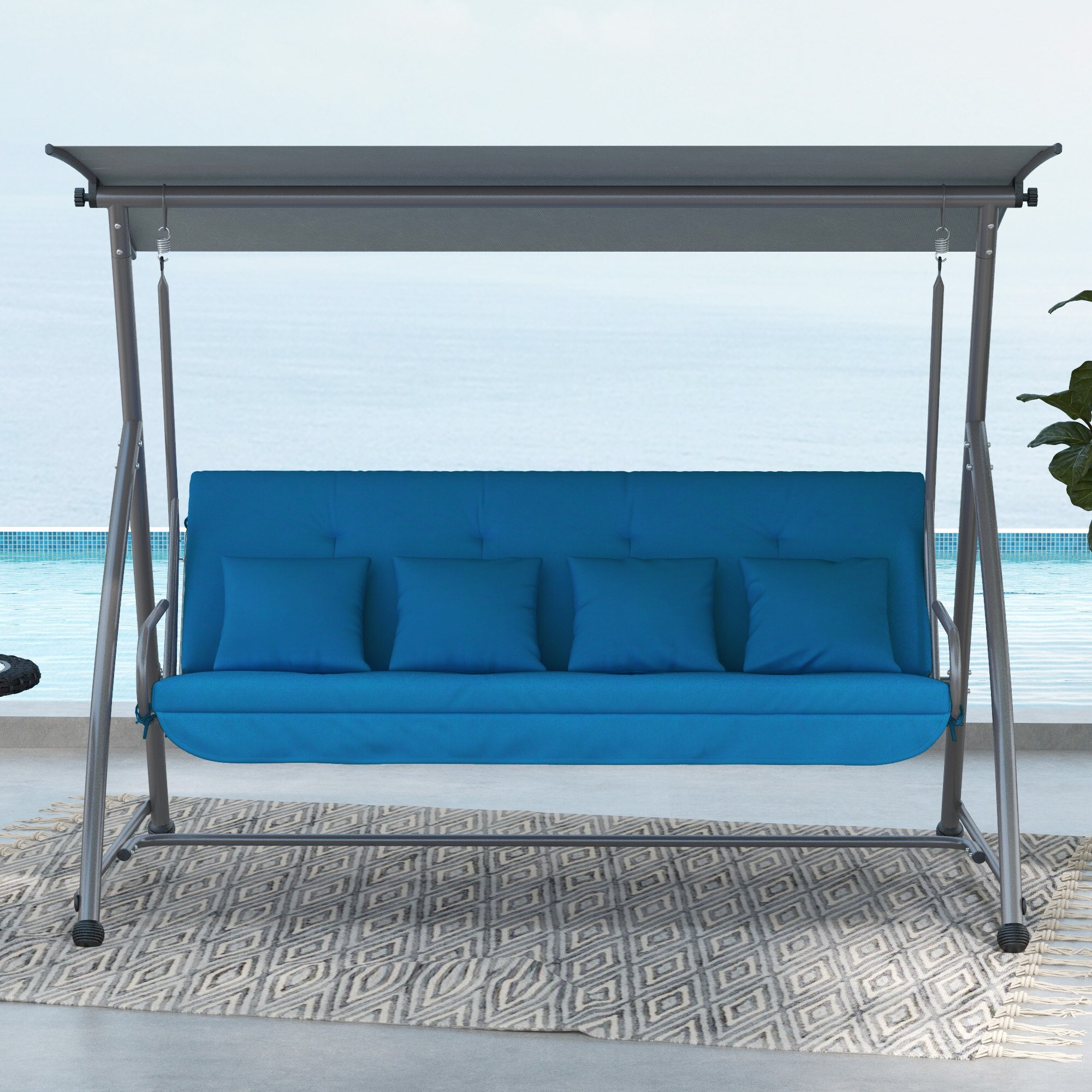 Outsunny Sitzkissen mit 6 Bändern 170L x 100B x 8H cm