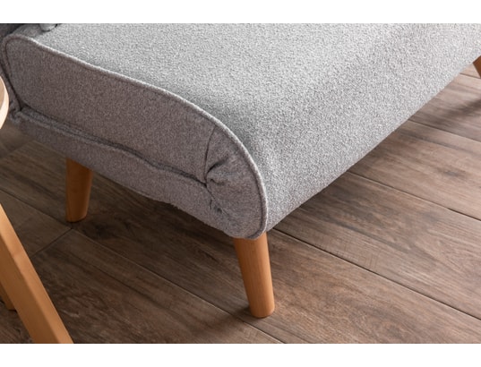 CONCEPT1 - Fauteuil convertible Daddy pliant simple tissu Teddy gris 80 x 80 x h79