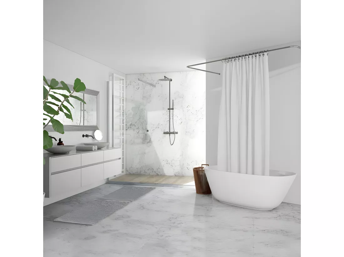 Lot de 2 tapis de salle de bain 40 x 60 cm en coton gris - PEPPO
