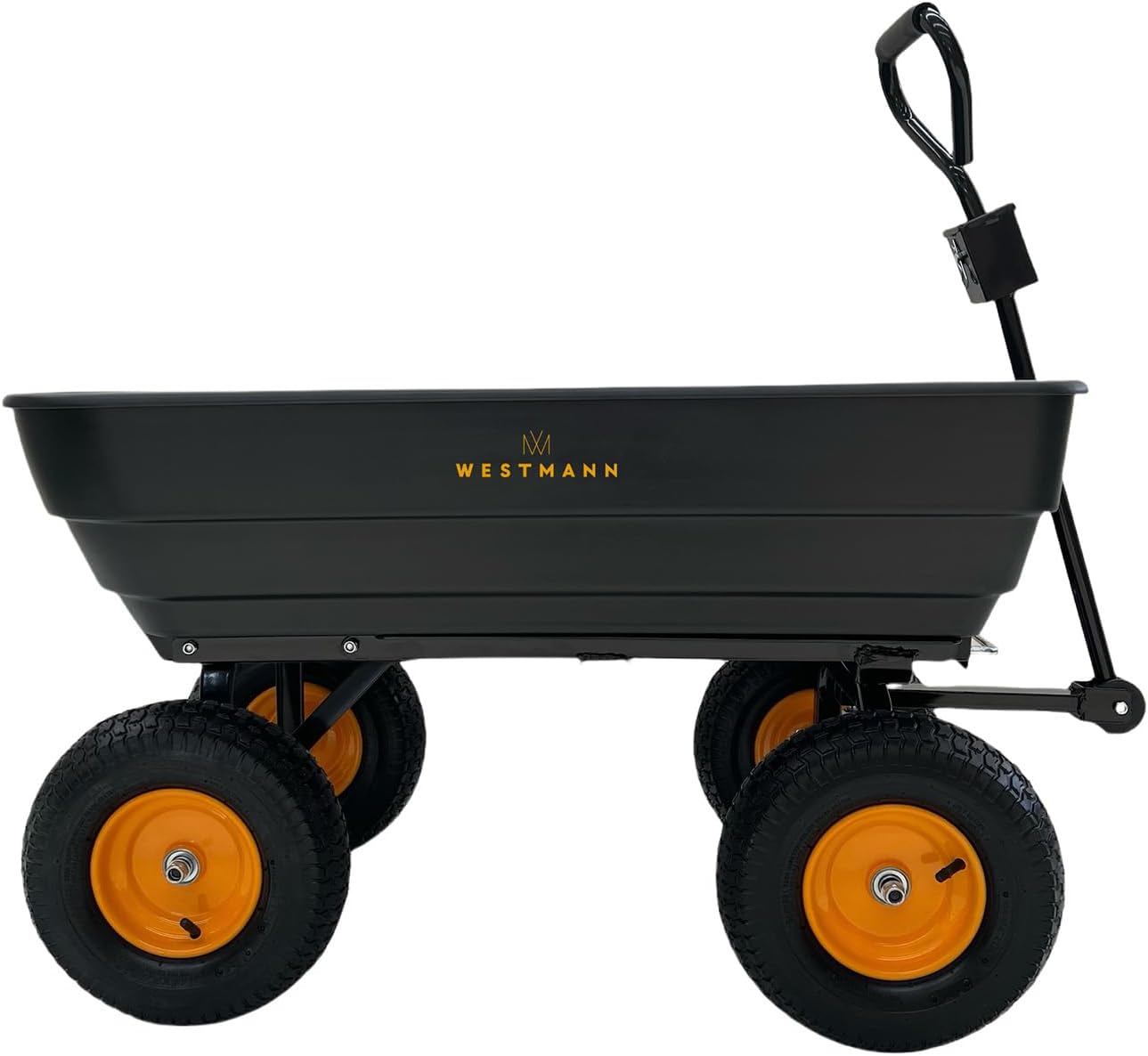 Westmann Prakta M Gartenwagen | Kunststoffkarre mit Kippfunktion | 125 L | 300 kg Tragkraft | Luftreifen & Zugstange