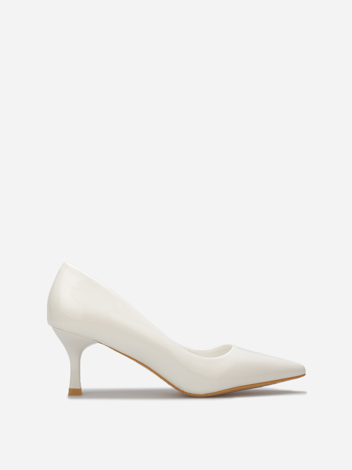 Escarpins pointus à petit talon- Blanc