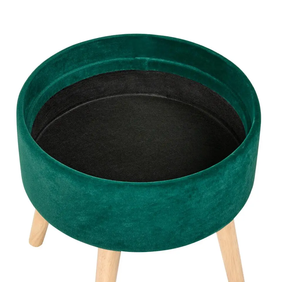 NEELY - Hocker met opbergruimte - Smaragdgroen - Fluweel