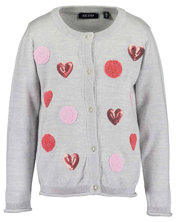 Strickjacke COLOR YOUR LIFE – HEARTS mit Pailletten in nebelgrau