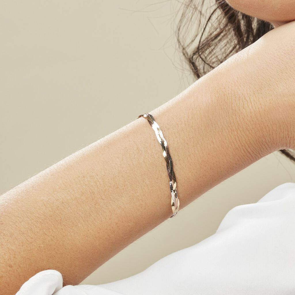 Bracelet Jasmin Tresse 3 Fils Or Tricolore