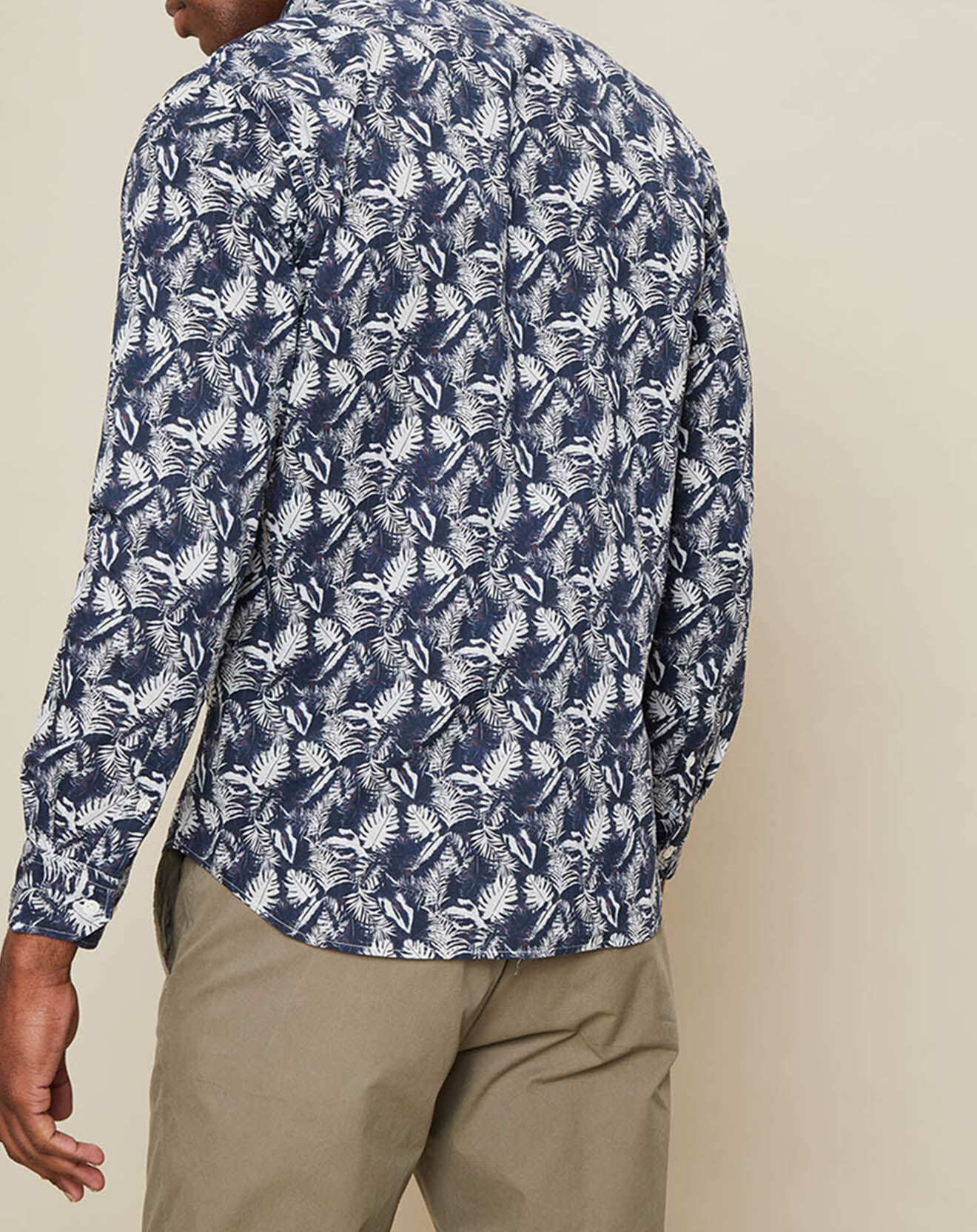 Hartford Chemise Slim Sammy imprimée palmiers bleu marine