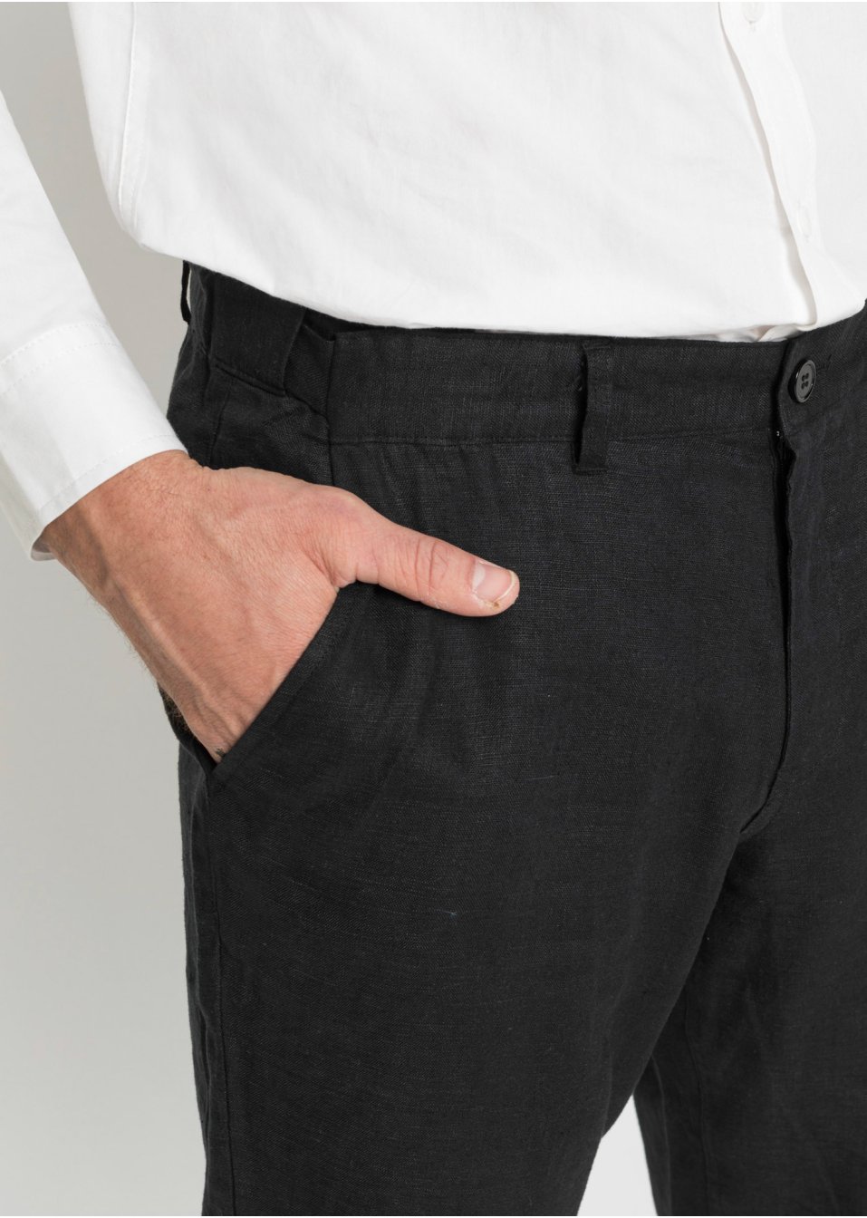 Pantalon chino en lin avec taille confortable Regular Fit, Straight