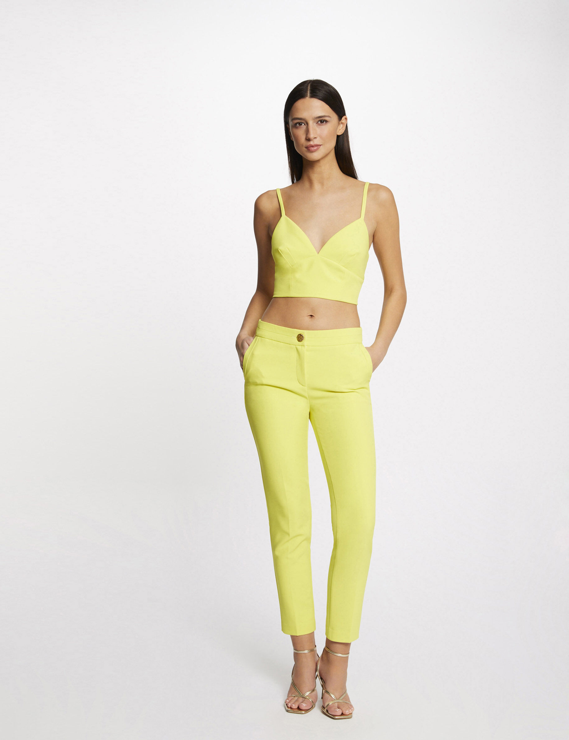 Bustier crop top à ornement dos jaune femme - jaune