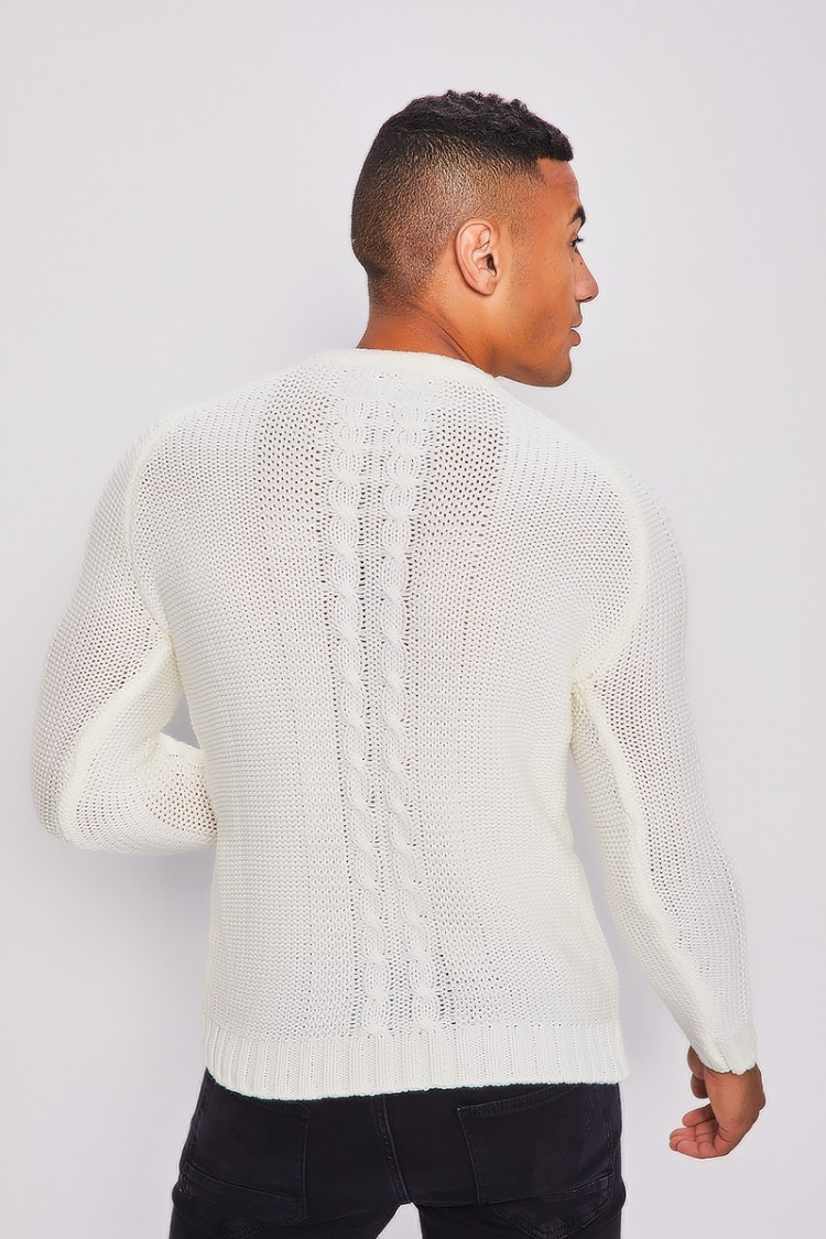 Pull en maille blanc col rond