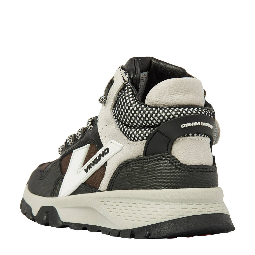 Vingino leren sneakers grijs/zwart
