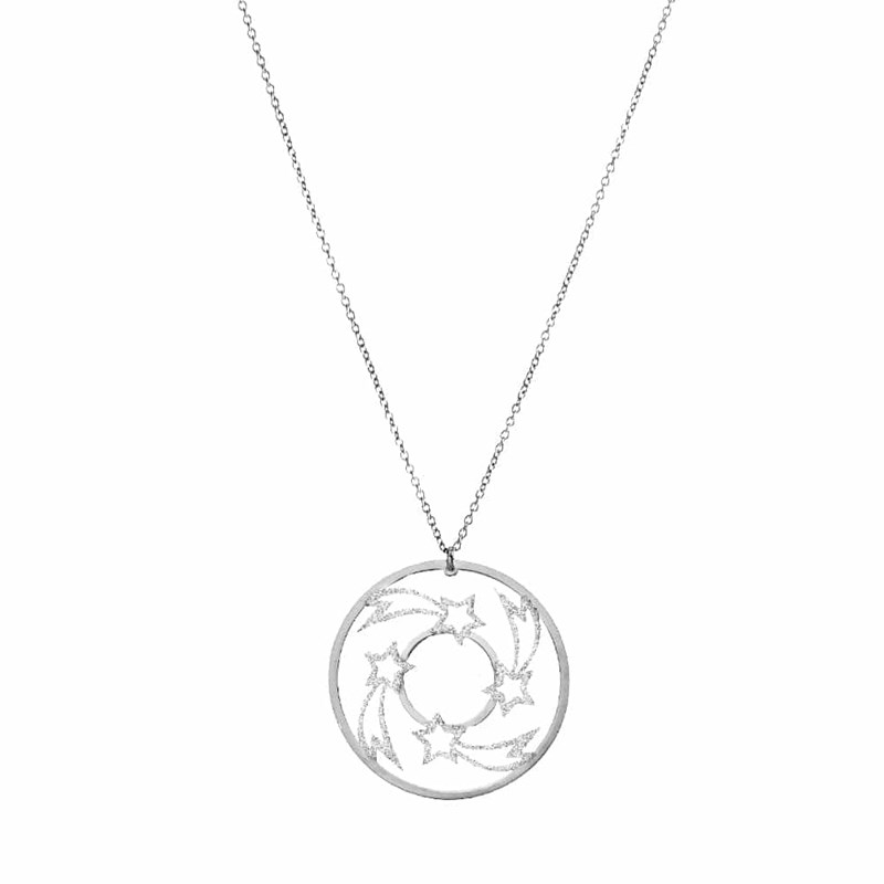 Collier étoile Filante Argent Glitter Blanc