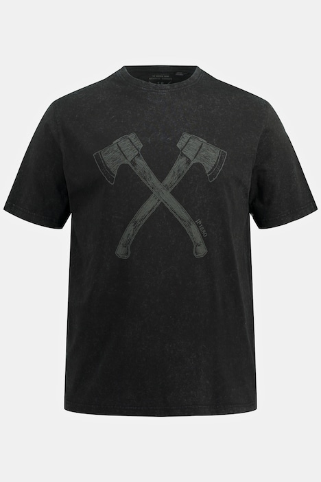 T-Shirt, Tracht, Halbarm, Doppelaxt Print, Vintage Look, Brustprint, Rundhals
