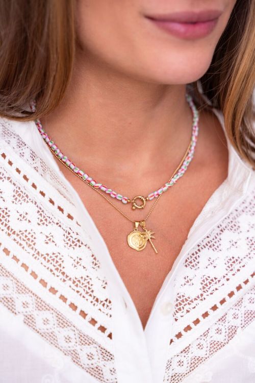 Island groene kralen ketting met slotje