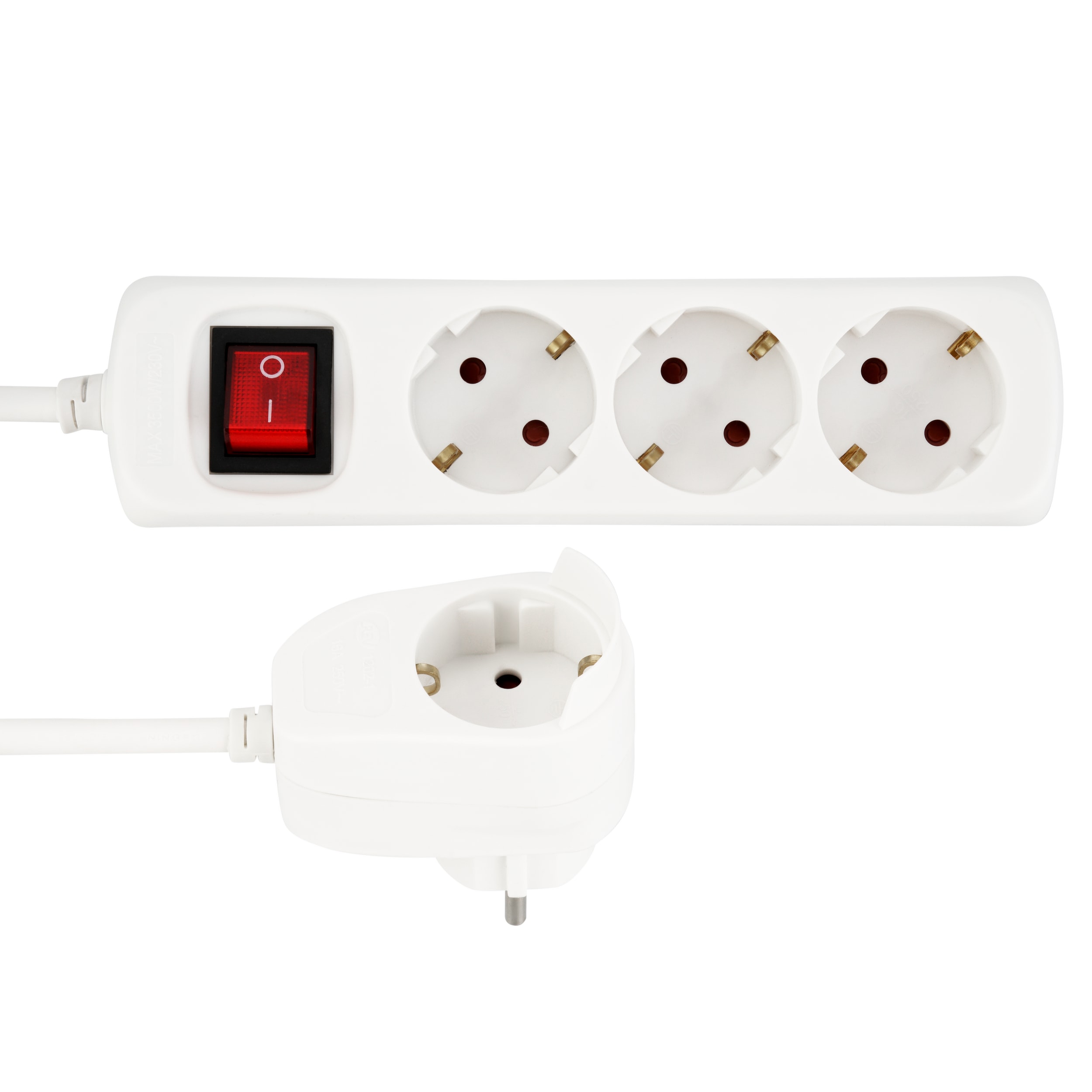 Steckdosenleiste 3-fach mit USB weiß