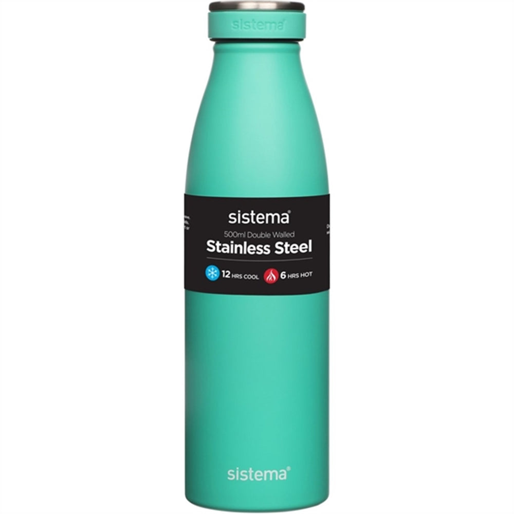 Køb Sistema Stainless Steel Drikkedunk 500 ml Minty Teal