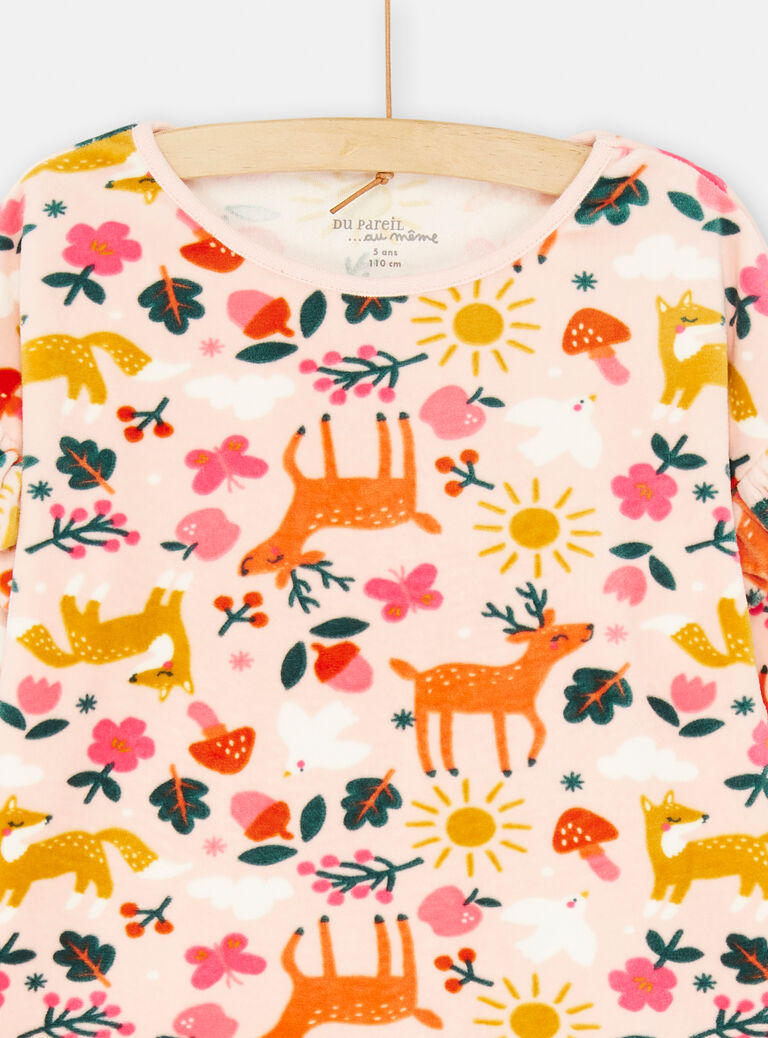 Ensemble pyjama rose et orange à imprimé animaux
