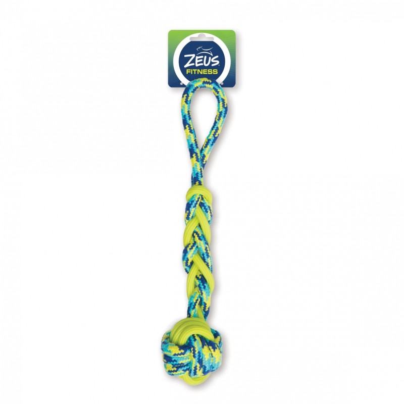 Brinquedo para cães Zeus Fitness Tug, com corda e bola de TPR, 30 cm