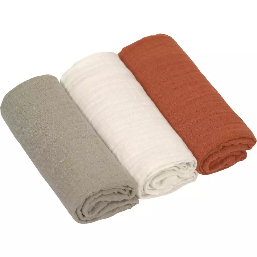 LÄSSIG Mulltücher M 3er Pack Little Forest olivemilkyrust 60 x 60 cm