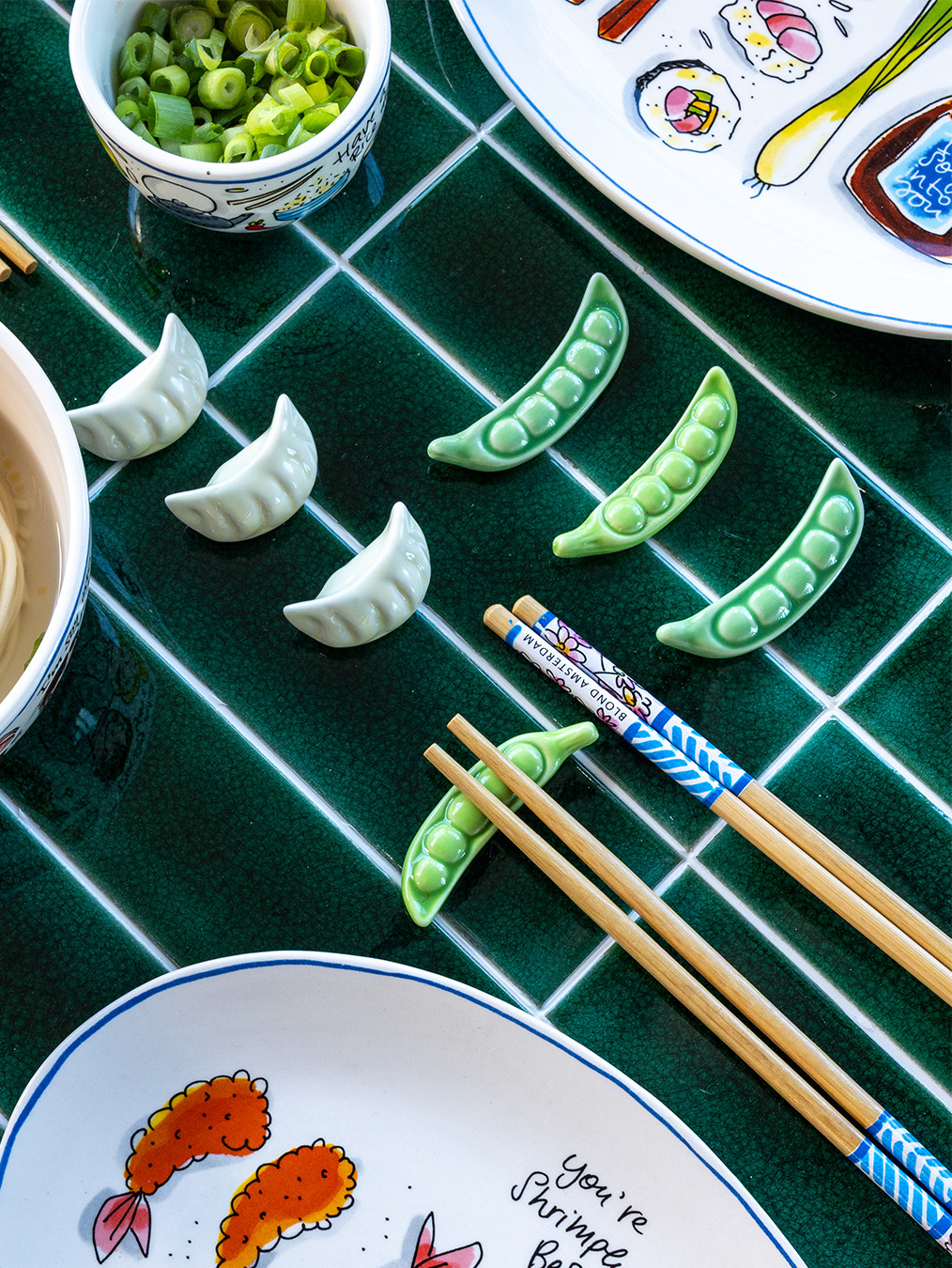 Chopstickshouder set van 4 Blond Sushi Gyoza/Edamame
