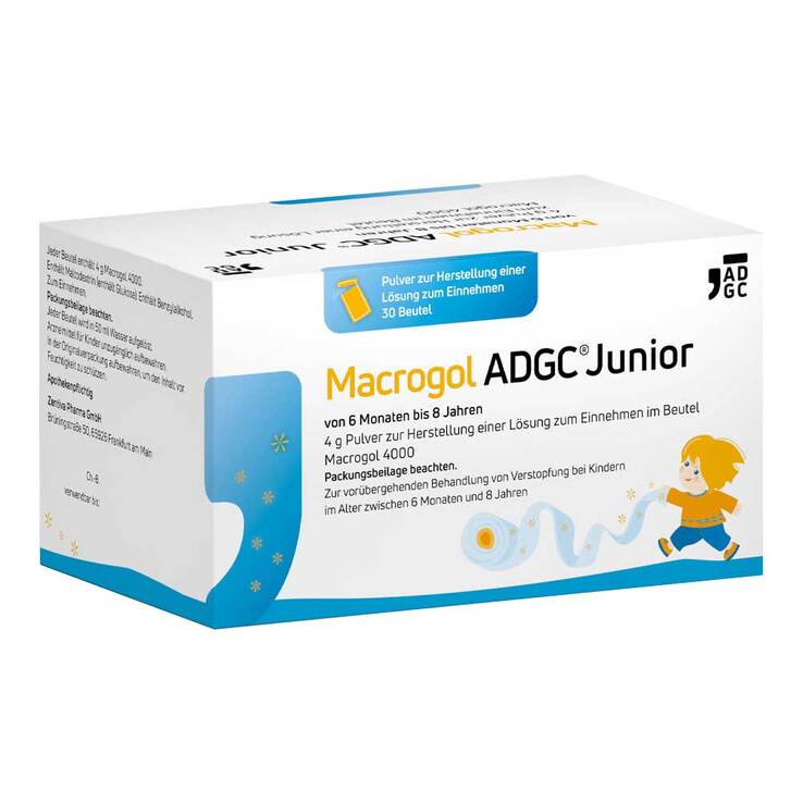 Macrogol ADGC Junior 6 M-8J 4g Pulver zur H.e.L.zum Einnehmen , 30 St