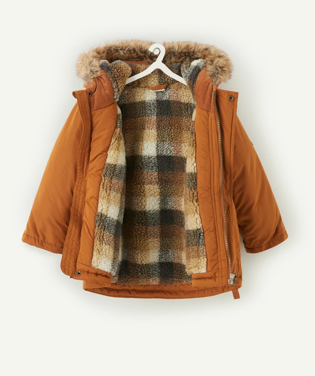 PARKA CAMEL À CAPUCHE BÉBÉ GARÇON EN REMBOURRAGE RECYCLÉ