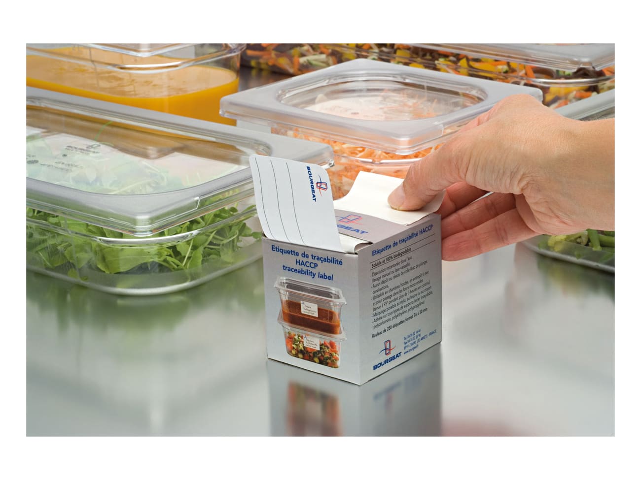 Étiquette d'identification HACCP (x 250) - pour bacs gastronorme - 5 x 3,2 cm