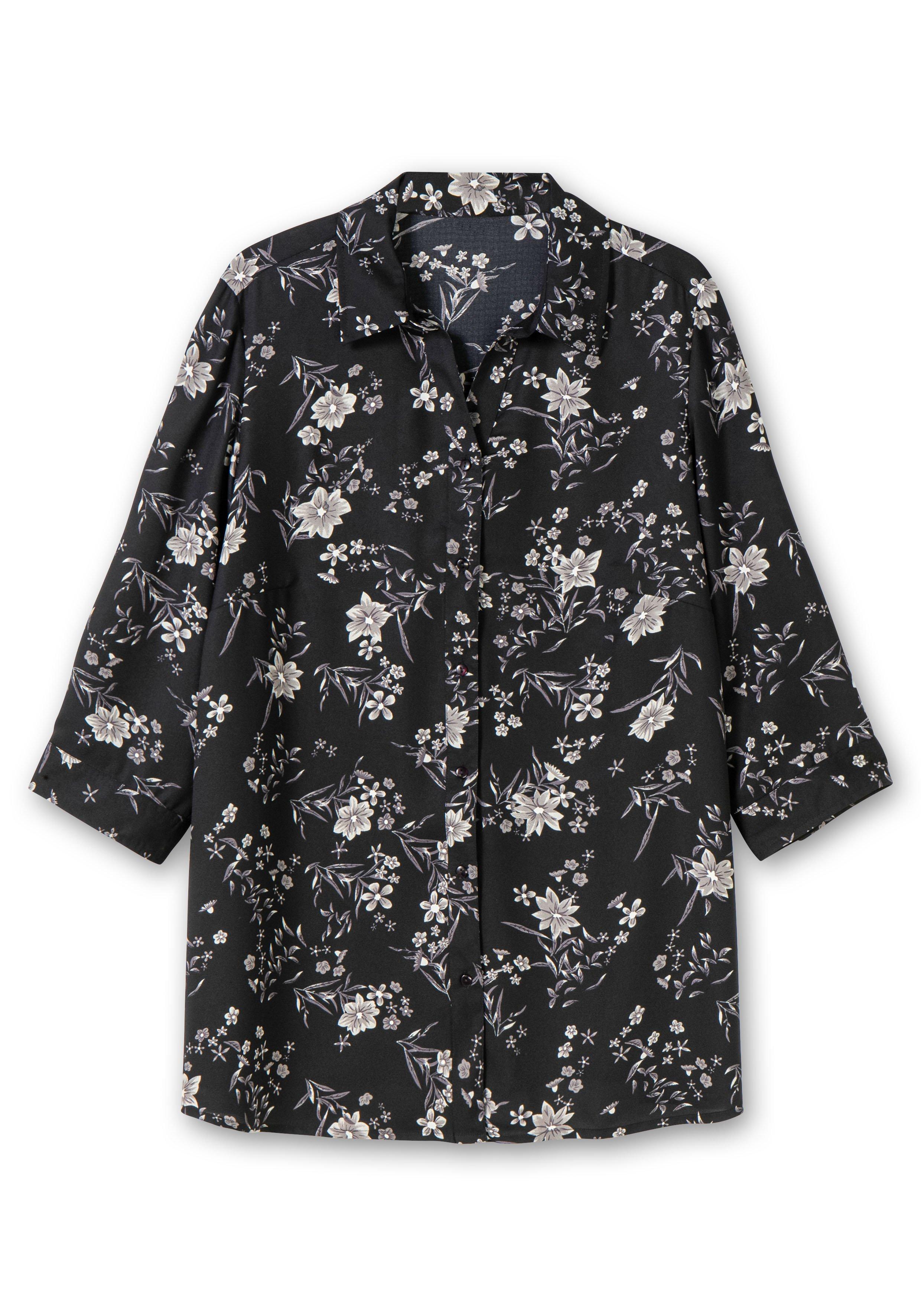 Bluse in leichter A-Linie, mit floralem Print