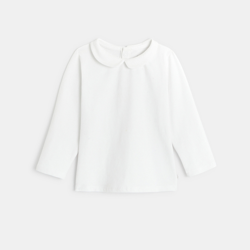T-shirt col claudine uni beige bébé fille