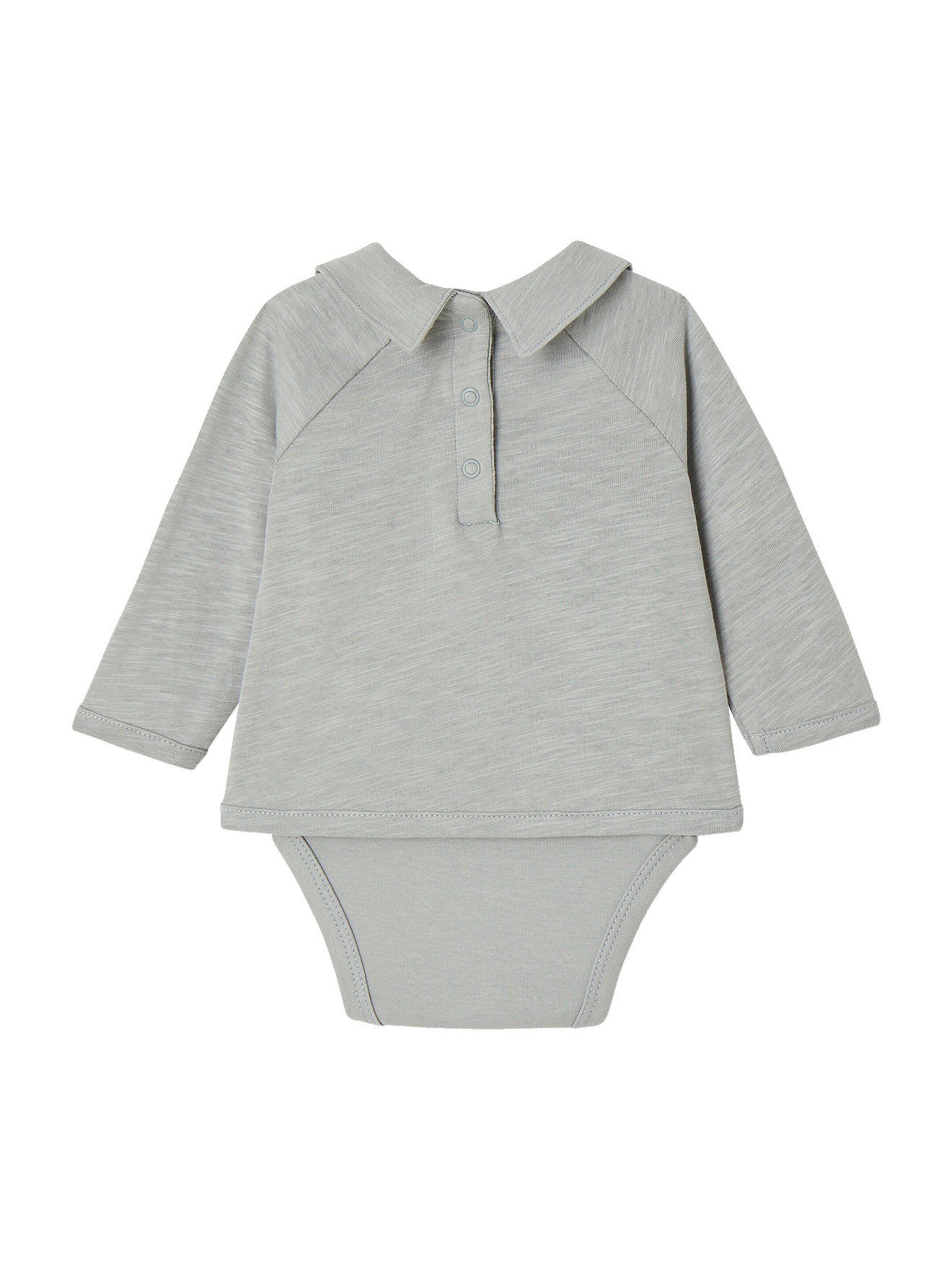 Vertbaudet Baby Shirtbody mit langen Ärmeln und Zierknöpfen salbeigrün