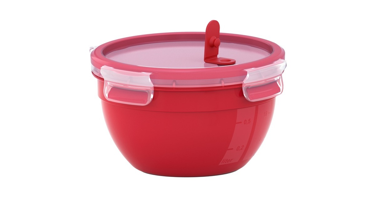 EmsaClip & Micro vershoudbakje 1,1 L doos  (Rood, rond)