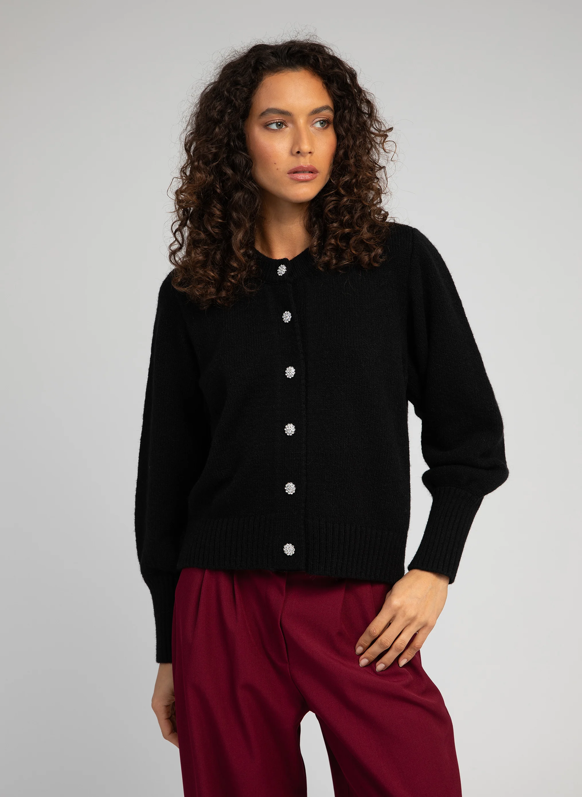 VELICIA - Cardigan col rond | Marron