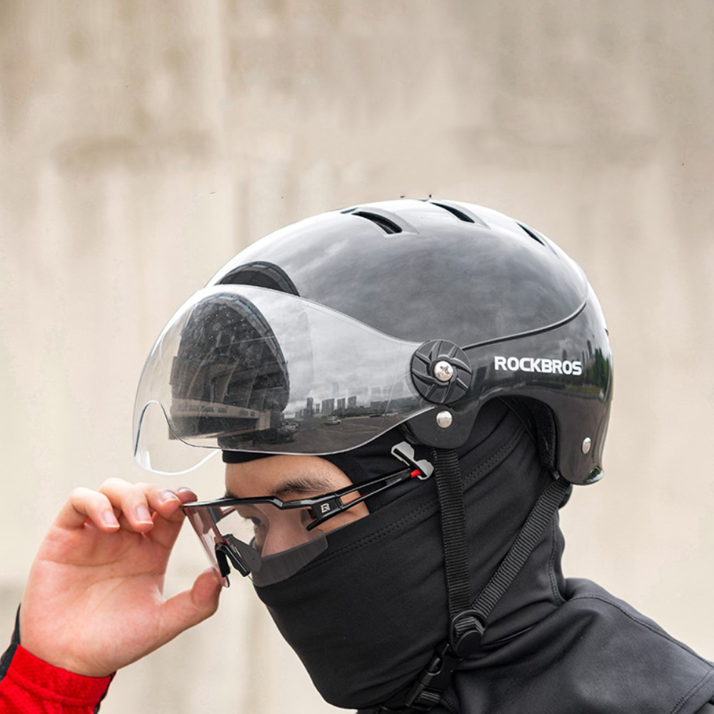 (Gr. S) Ski Sturmhaube Motorrad Halstuch Kälte   UV Gesichts Schutzmaske mit Aktivkohlefilter - Schwarz