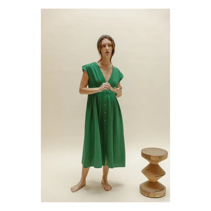 Emile et Ida Robe Zilvie Gaze de Coton - Collection Femme | Vert