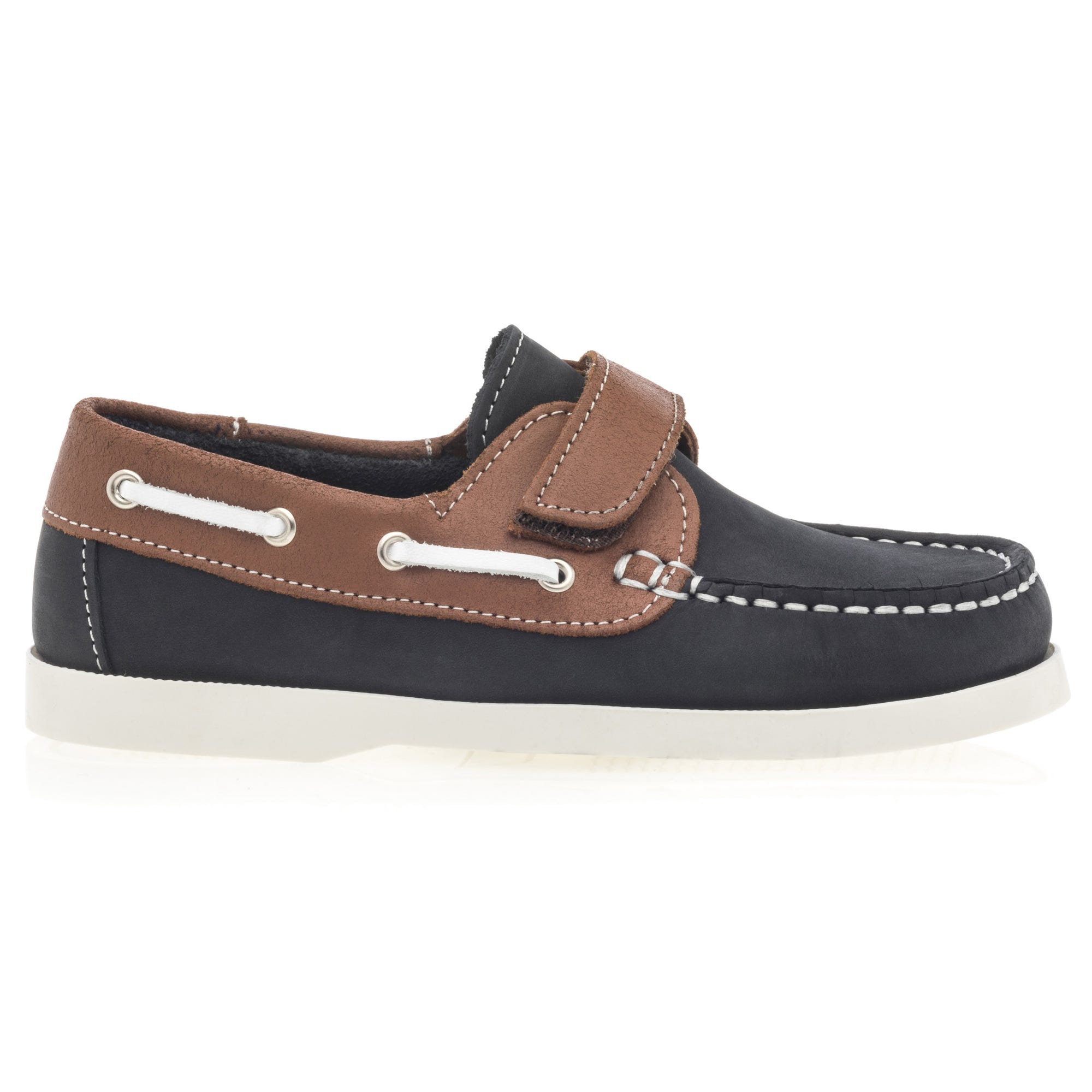 Chaussures bateau Garçon en cuir bleu marine