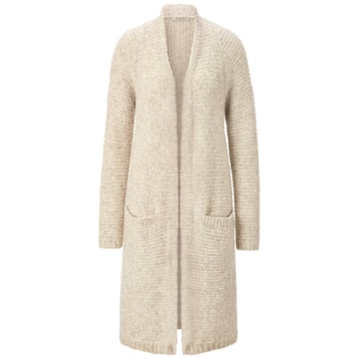 Damen-Strickjacke lang, Ecru