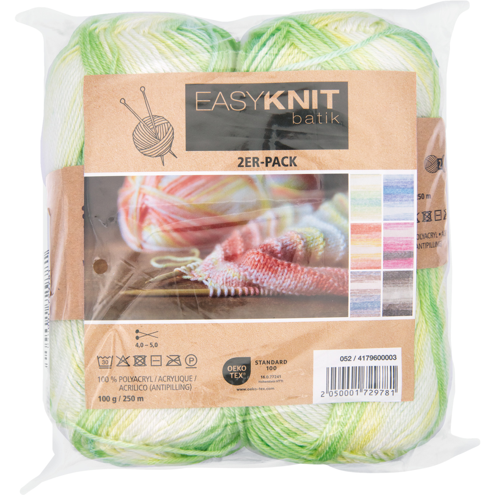 Acrylgarn Batik 2er-Set, 2 x 100 g / Knäuel grün
