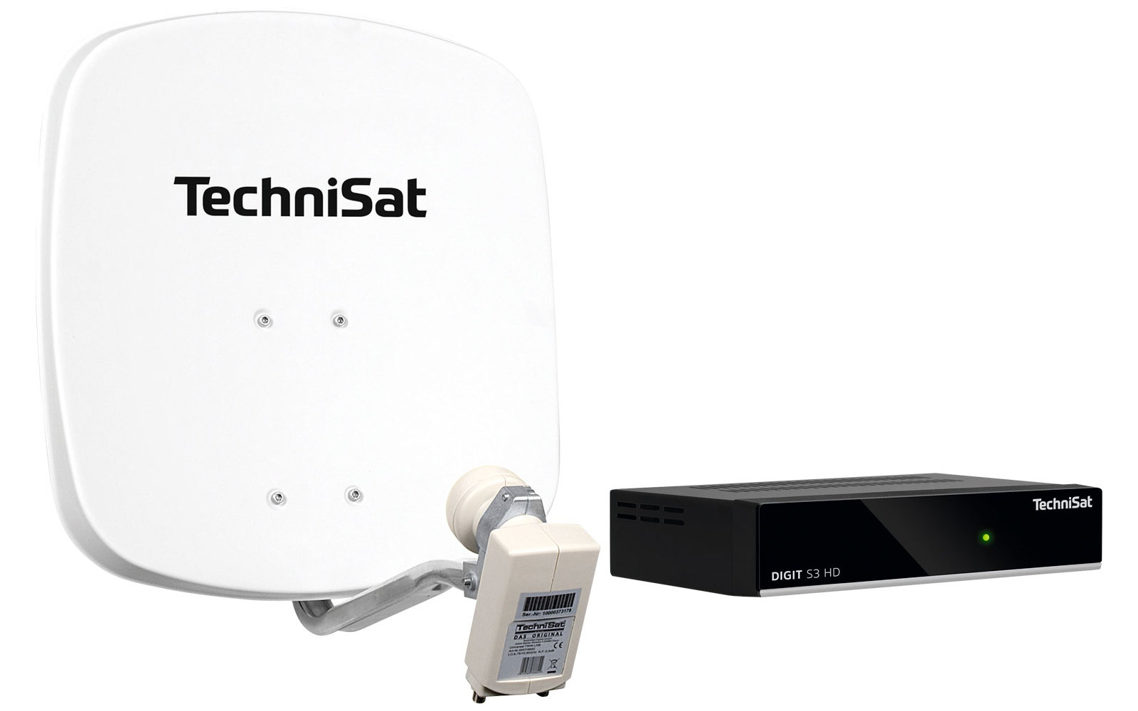 Technisat Set DigiDish 45 Sat-Antenne (Twin-LNB) mit Digit S3 HD SAT-Receiver beige