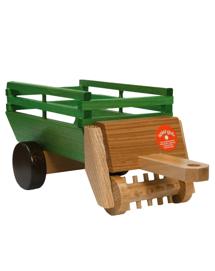 Heu-Ladewagen aus Holz in grün-natur