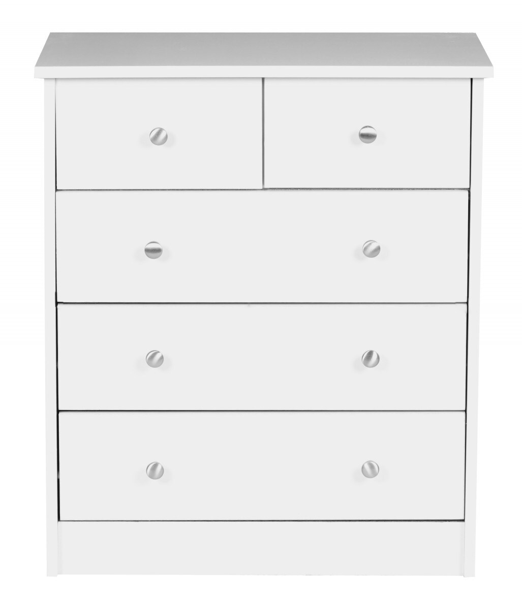 WOHNLING Kommode Weiß 60 x 70 x 35 cm Sideboard Anrichte mit 5 Schubläden