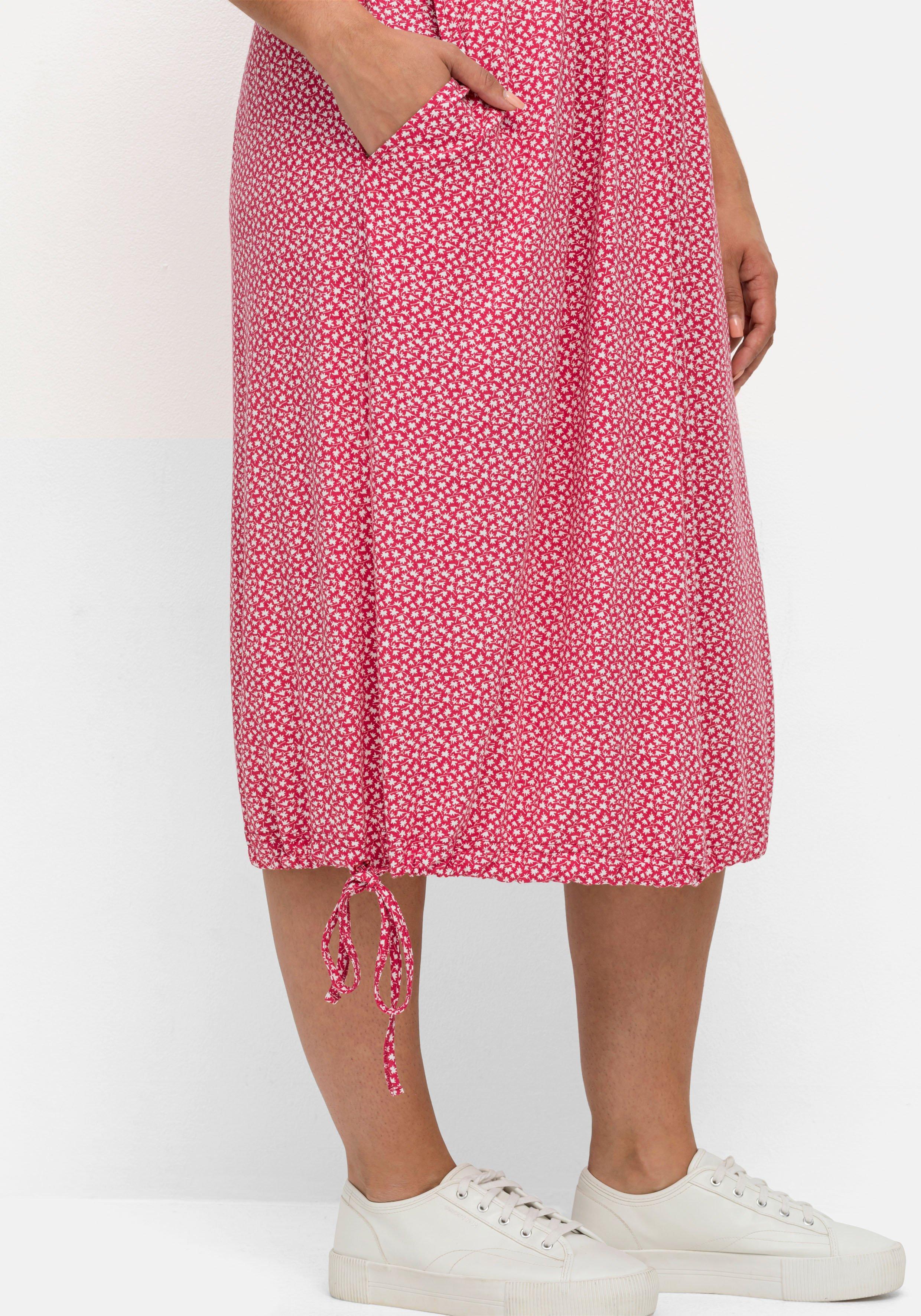 Jerseykleid mit Minimalprint und Saum-Tunnelzug