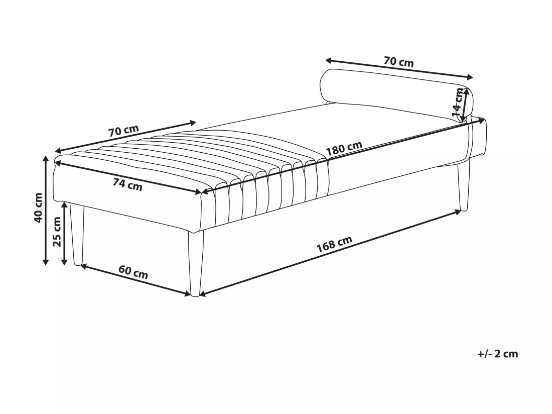 Chaise longue en tissu vert MAURIAC
