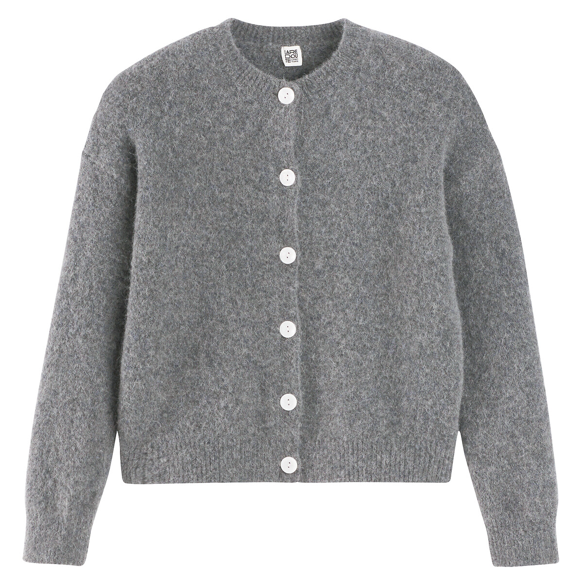 COLEÇÕES LA REDOUTE<br>Cardigã de gola redonda, malha de lã mista