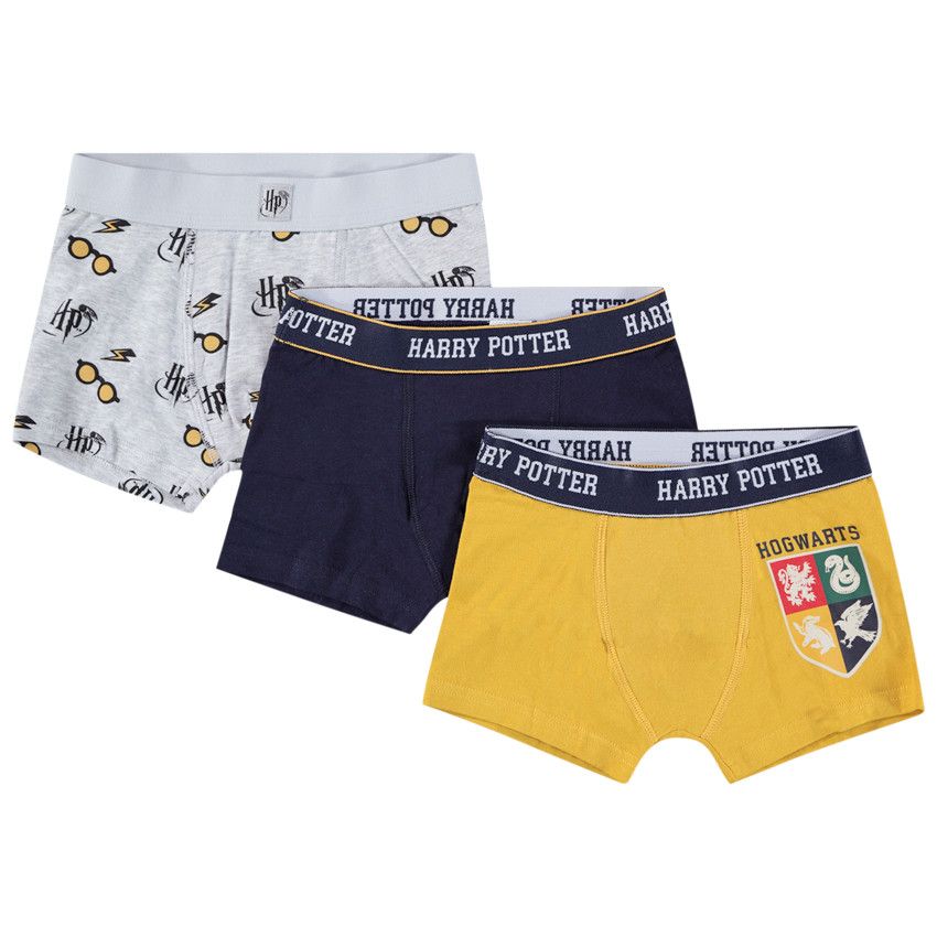 Lot de 3 boxers en coton Harry Potter Warner pour garçon - Moutarde