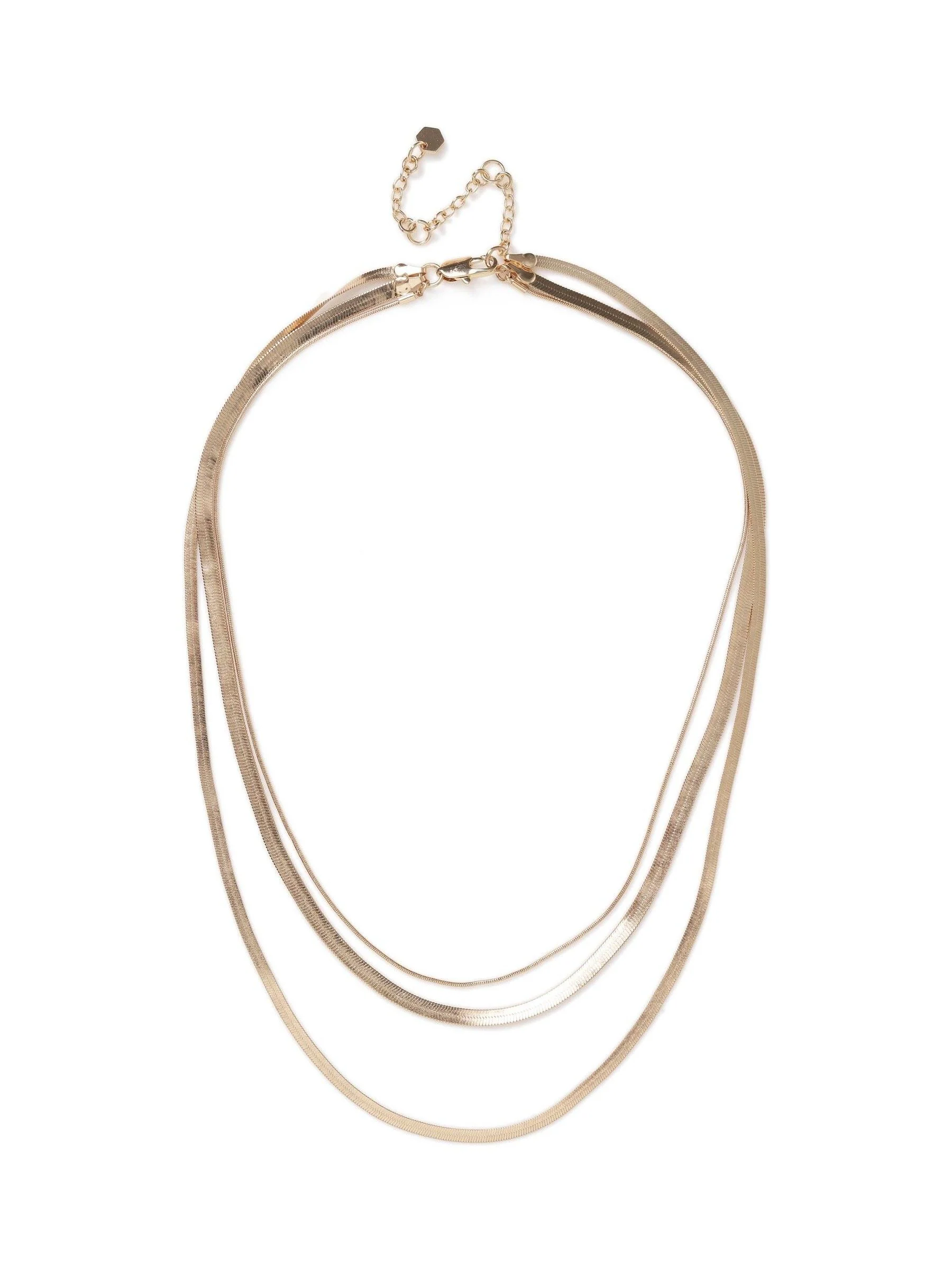 Aela Gold Tone Multirow Snake Chain Necklace
