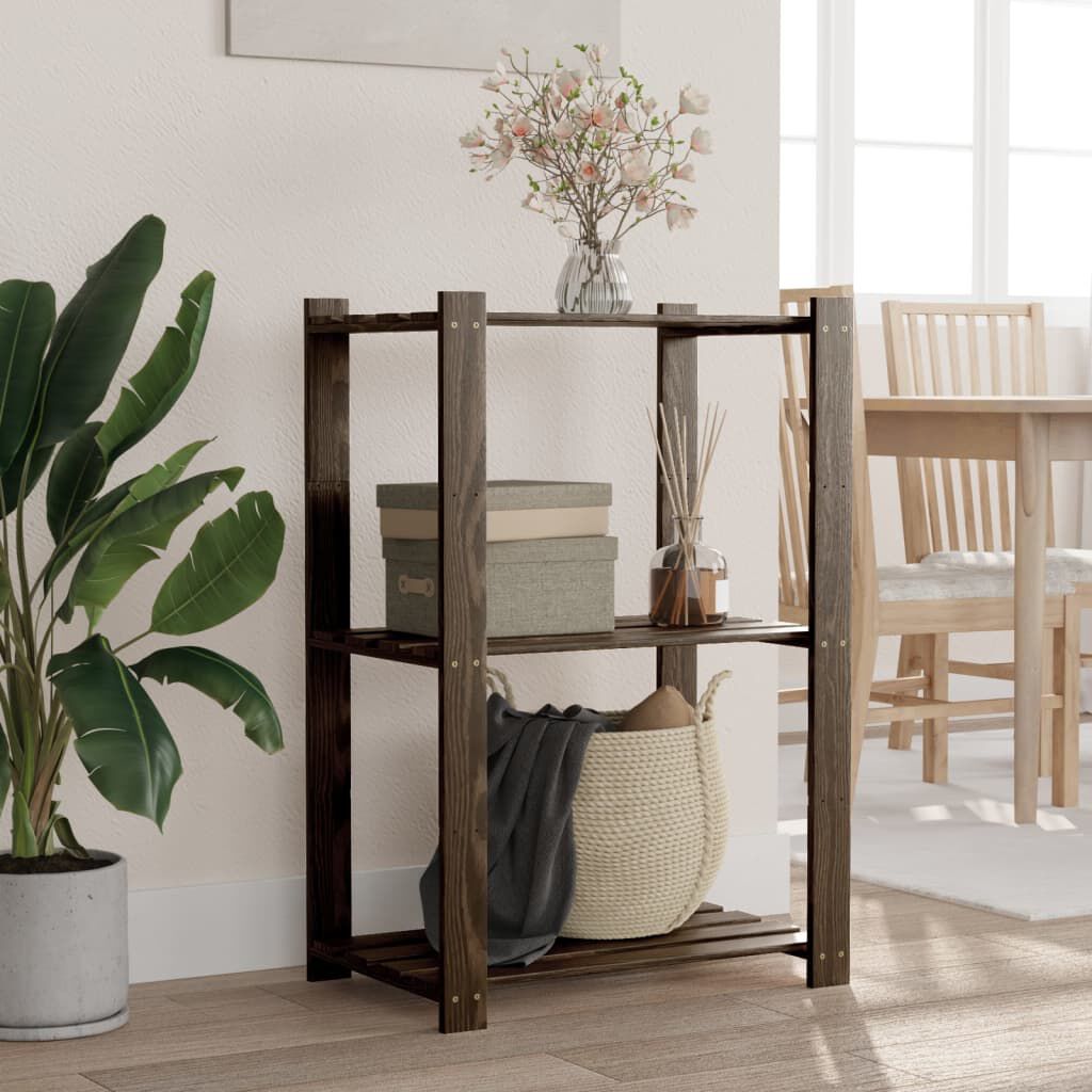 vidaXL Plank met 3 planken zwart 60x38x90 cm massief grenenhout