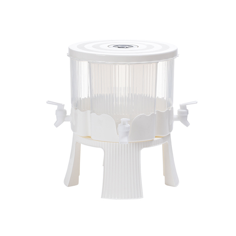 (6L) 360º Grad Getränke Spender mit 4-fach Zapfhahn Party Dispenser für Limonade / Wasser / Fruchtsaft / Ice Tea - Weiss / Transparent