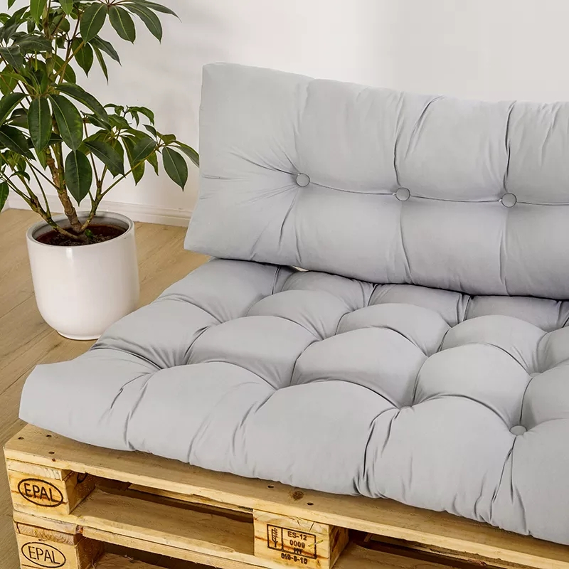 (120x80x12cm) Paletten Kissen Gepolsterte Lounge Sitzauflage mit Rückenlehne - Grau