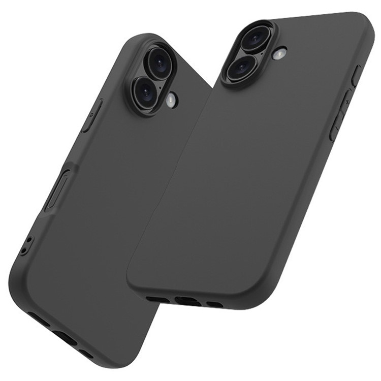 iPhone 16 Gummi Case Hülle mit Kameraschutz - Schwarz (Matt)