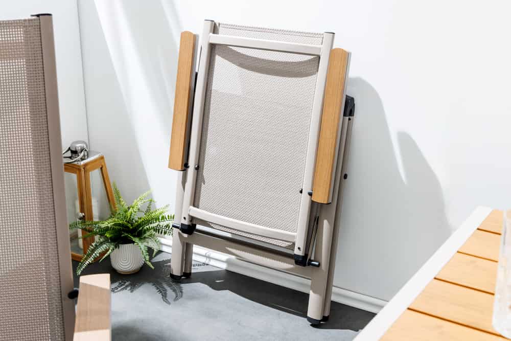 Outdoor Gartenstuhl DESIGNO taupe Aluminium klappbar wetterfest Hochlehner