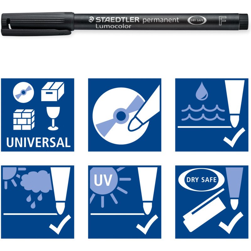 Stylo feutre Staedtler Lumocolor 319 permanent- Étui de 4 pointes assorties