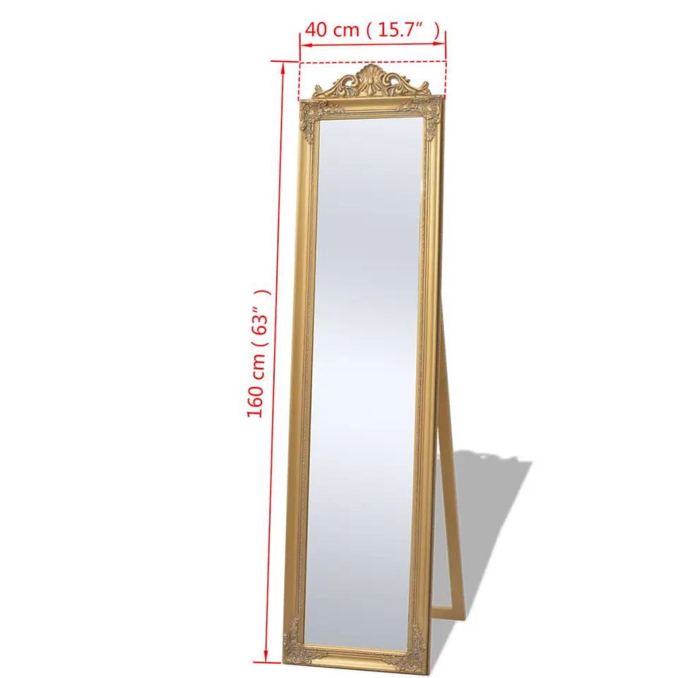 vidaXL - Vrijstaande Spiegel - Goud - Hout - 160 x 40 cm